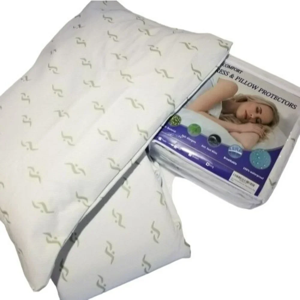 Waterproof Mattress Protector And Pillowcase Breathable Bamboo Jacquard Set Twin